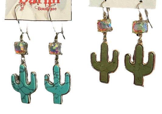 Iridescent Drop Cactus Earrings