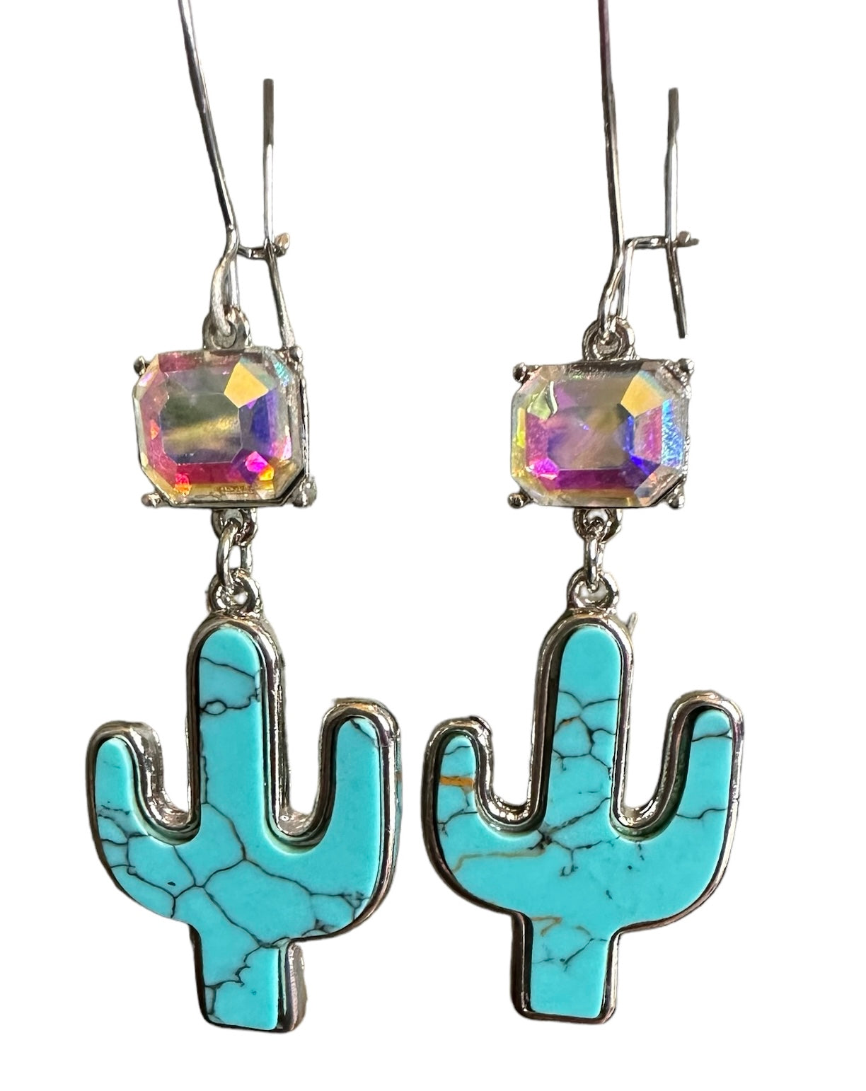 Iridescent Drop Cactus Earrings