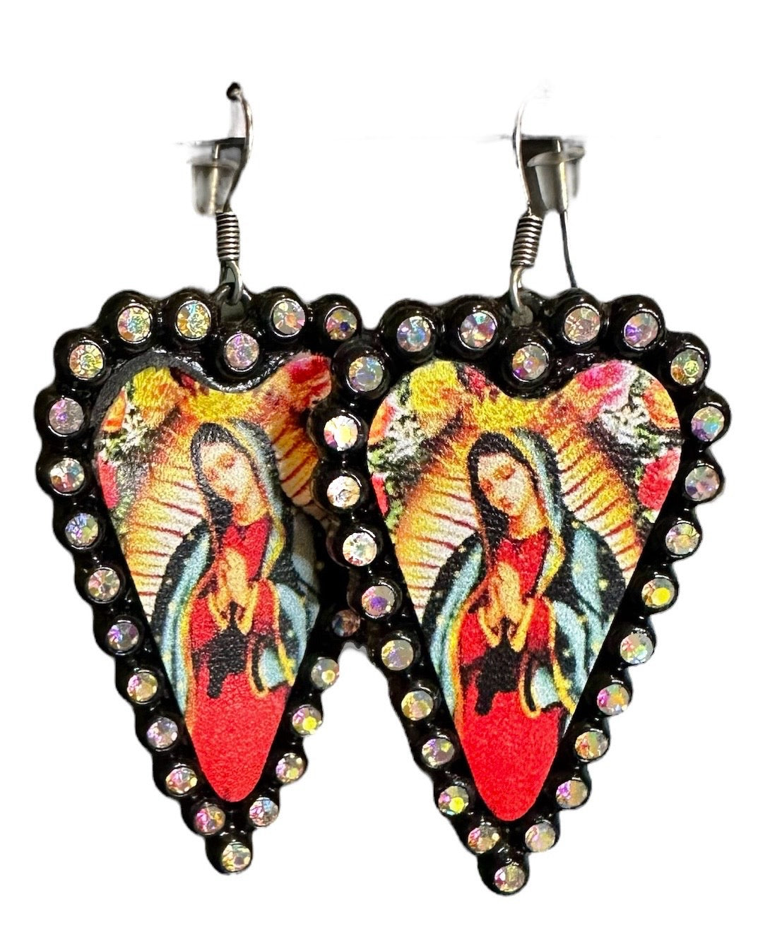 Virgin Mary Heart Earrings