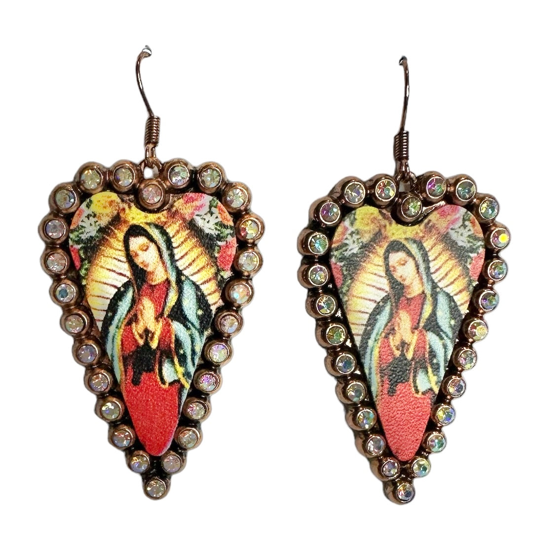 Virgin Mary Heart Earrings