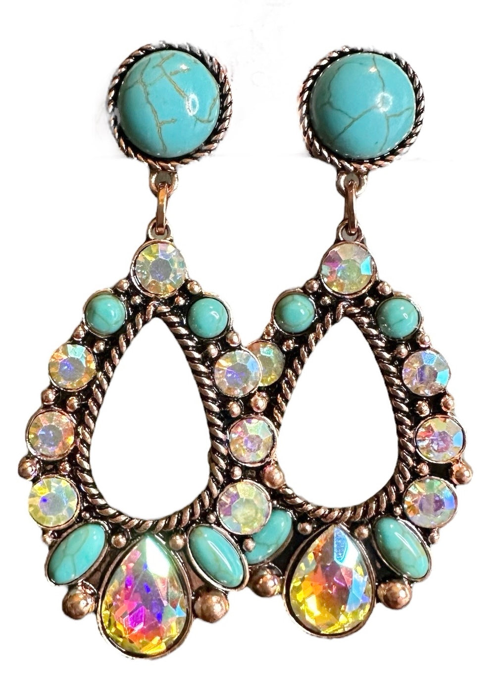 Turquoise Iridescent Drop Earrings