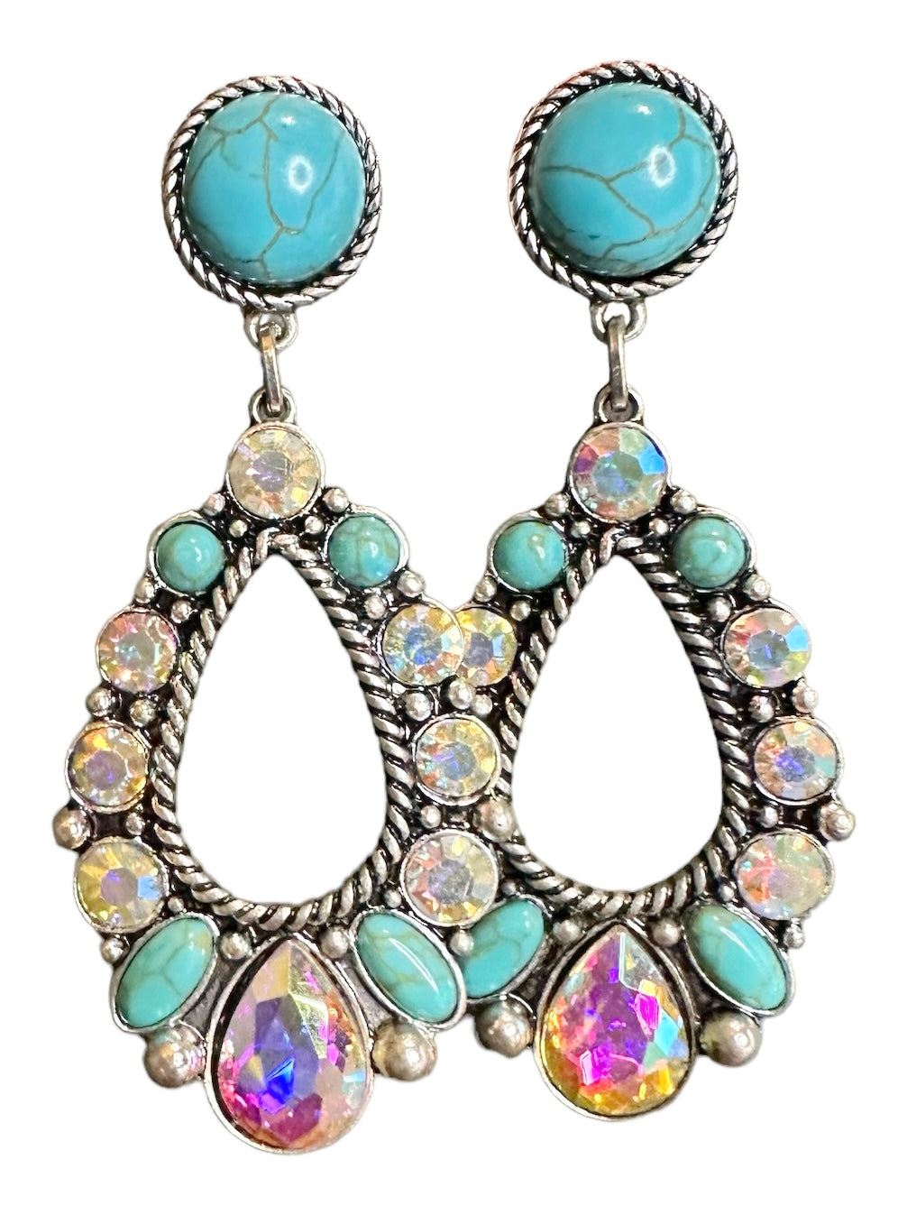 Turquoise Iridescent Drop Earrings