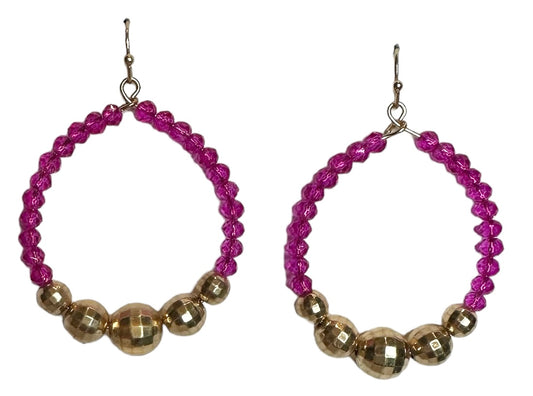 Pink Crystal Loop Earrings