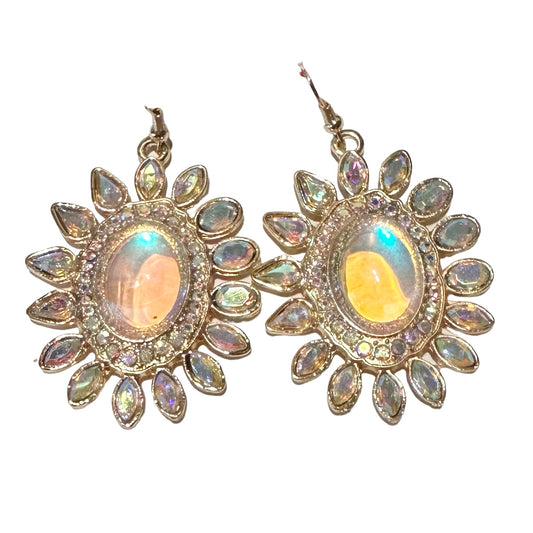 Iridescent Gold Sunflower Earrings