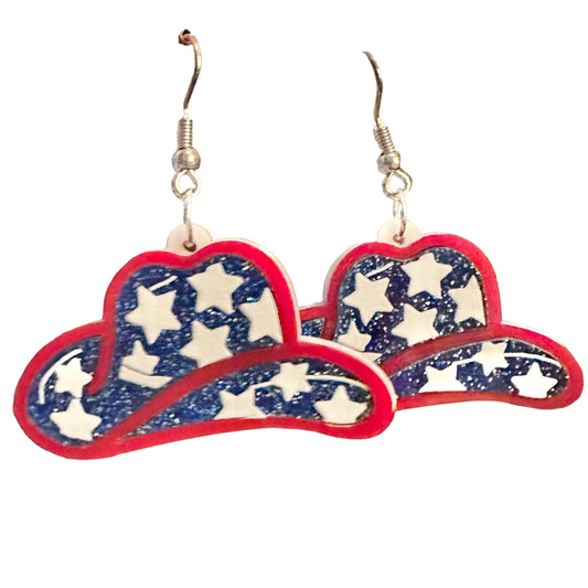 Merica Cowboy Hat Hook Earrings