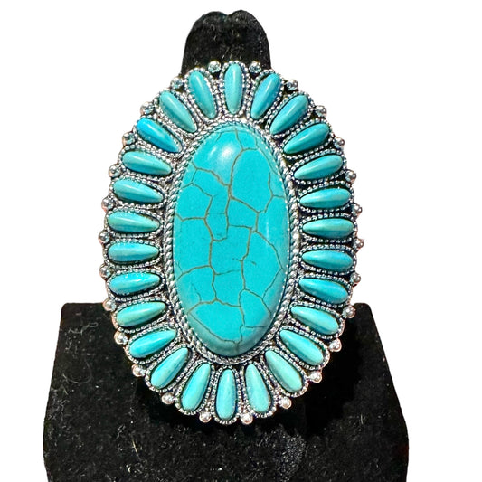 Mini Stones Big Turquoise Ring