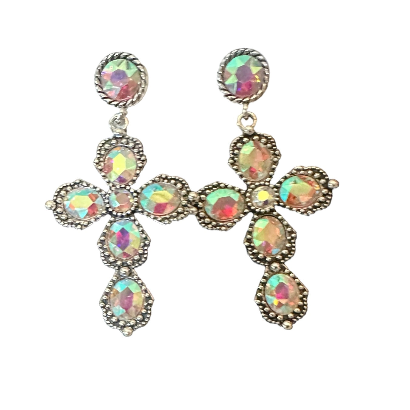 Iridescent Cross Stud Earrings