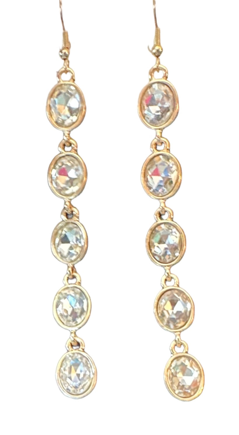 Rain Drops Clear Gold Earrings