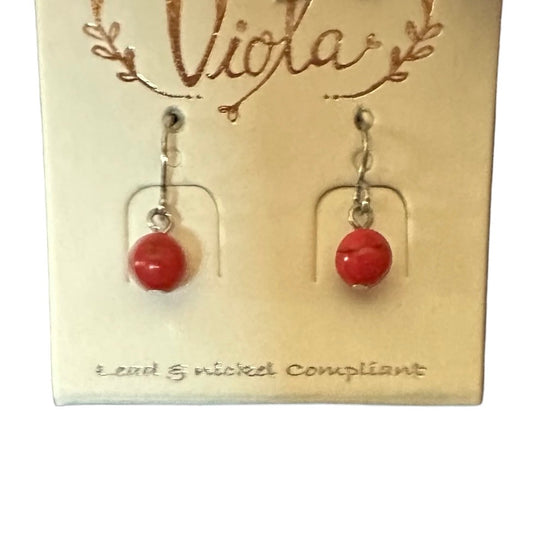 Red Ball Drop Earrings