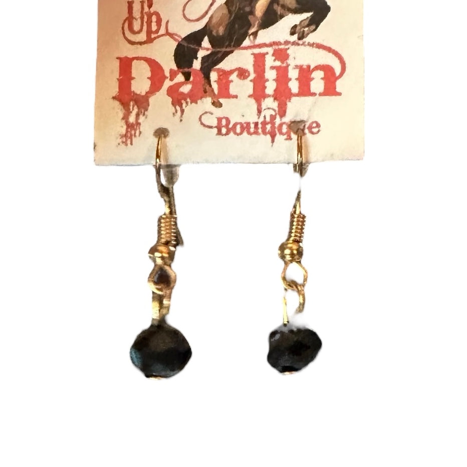 Black Crystal Ball Drop Earrings