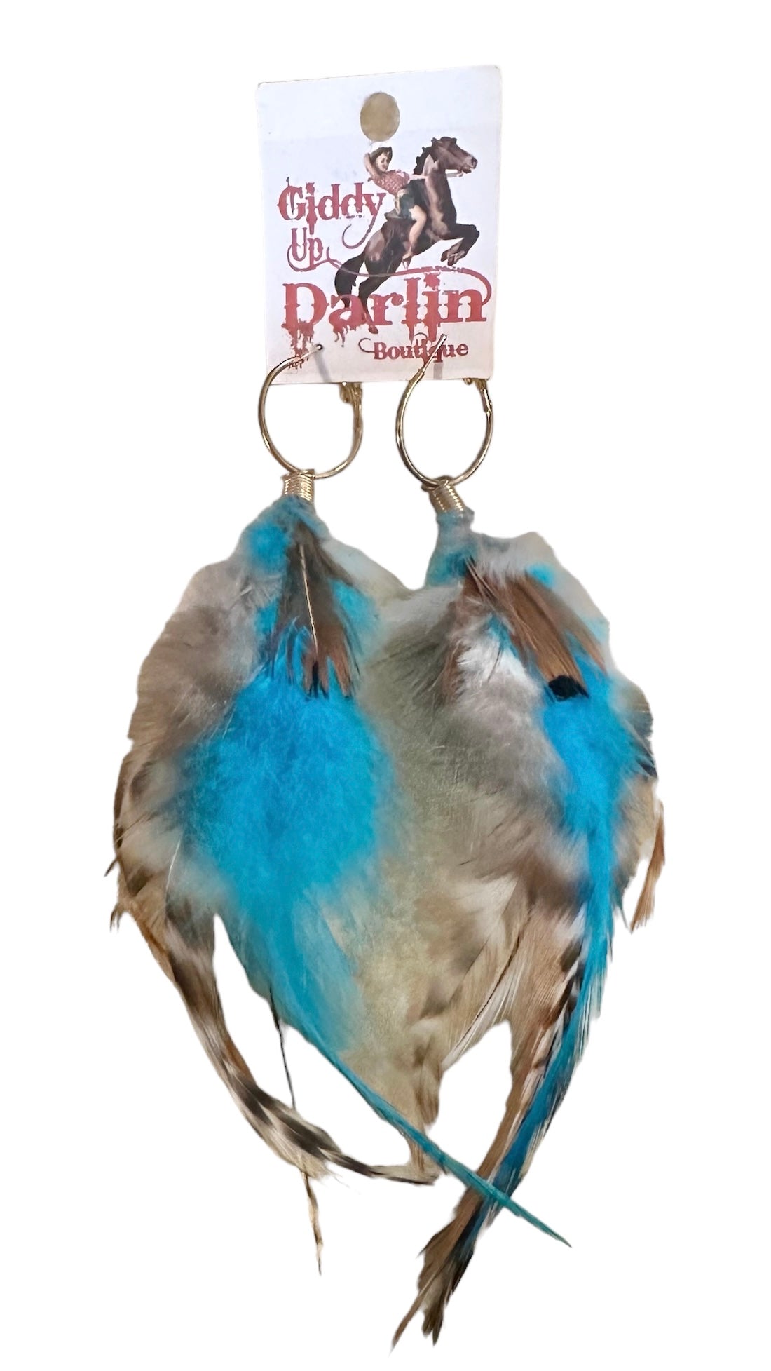 Full Teal Feather Earrings