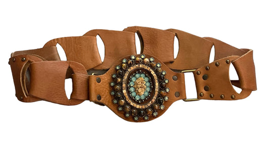 Vintage Belt with Teal Crystals and Studs