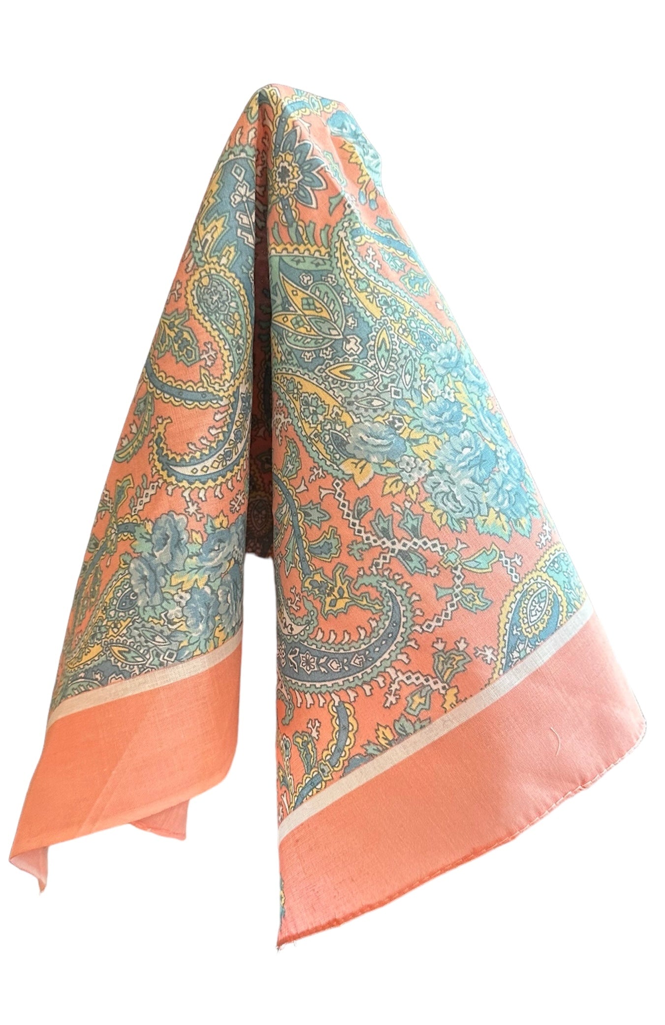 Vintage Blue and Pink Cotton Scarf