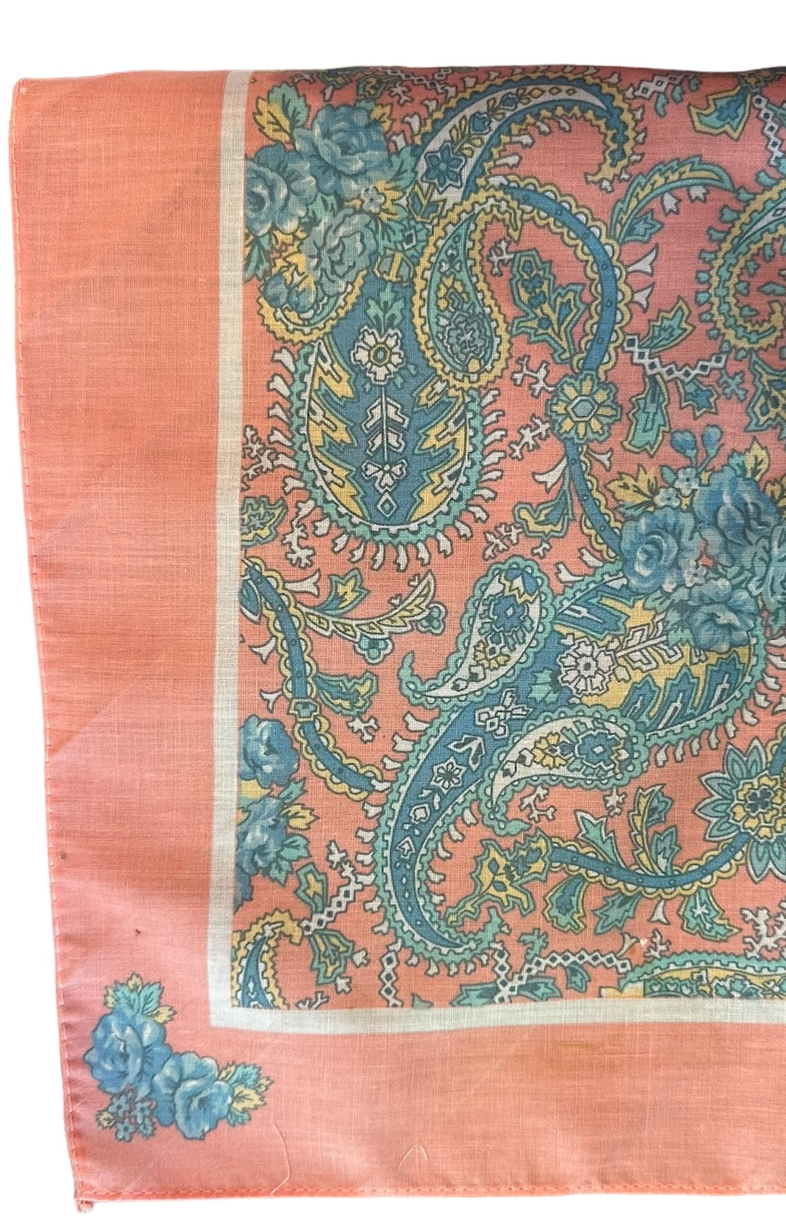 Vintage Blue and Pink Cotton Scarf