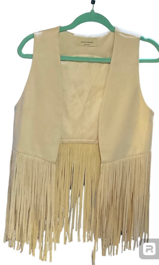 Cream Fringe Vest