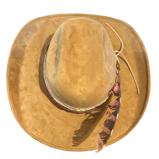 Pink Alligator Band Tan Cowboy Hat