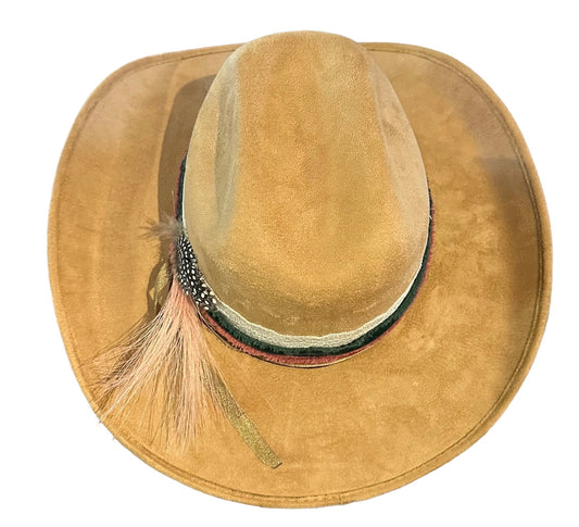 Black and Maron Band Tan Cowboy Hat