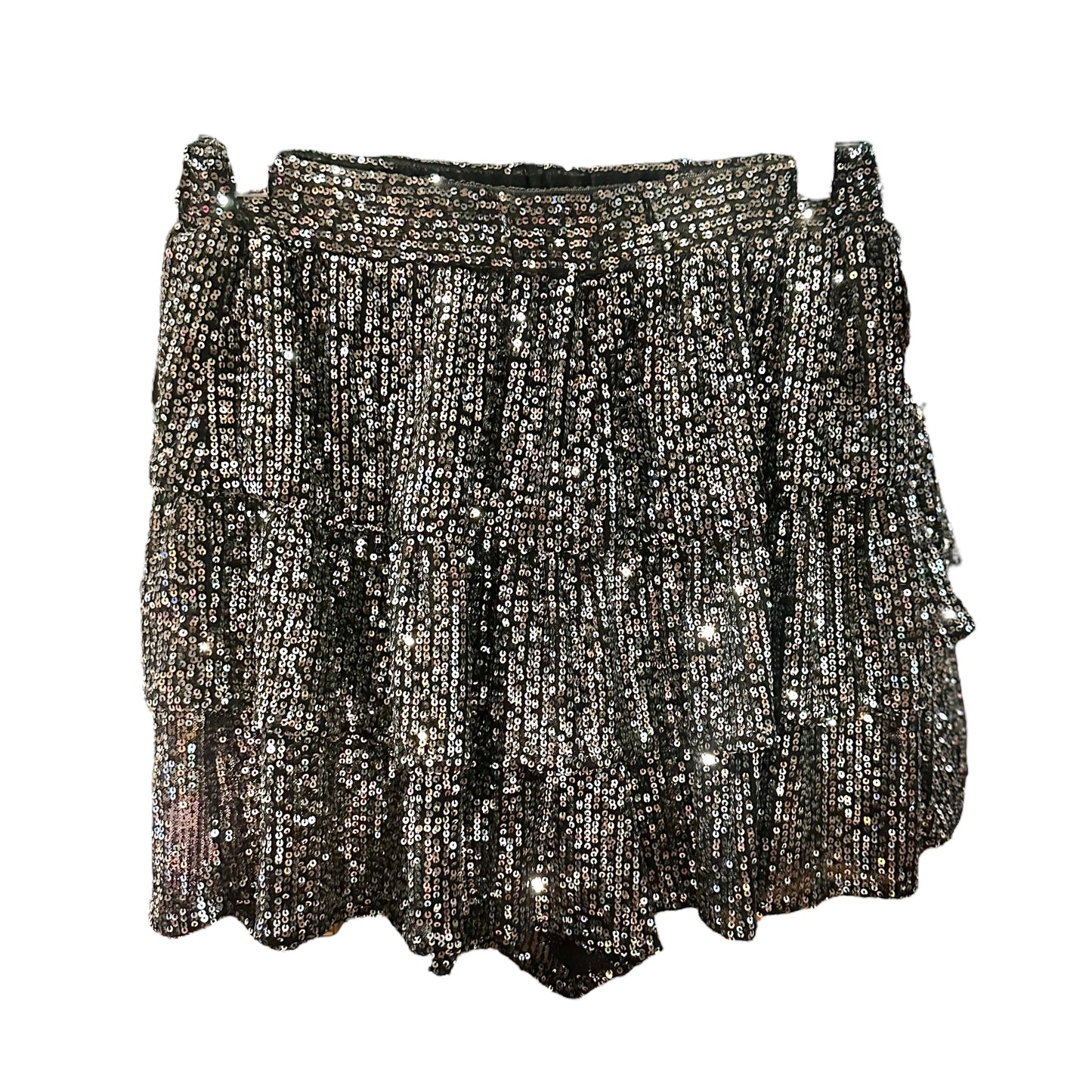 Black Sequin Ruffle Skort