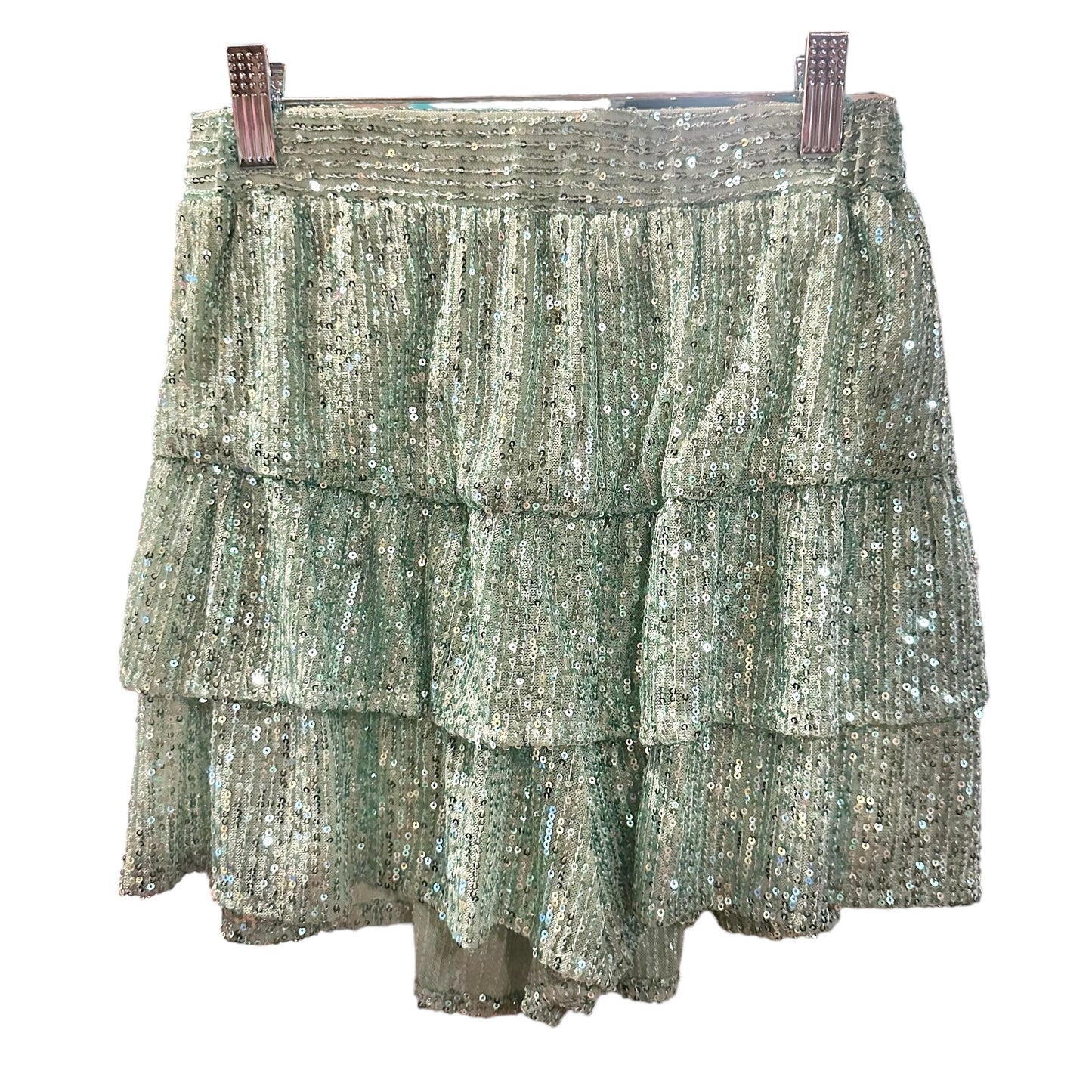 Teal Sequin Ruffle Skort