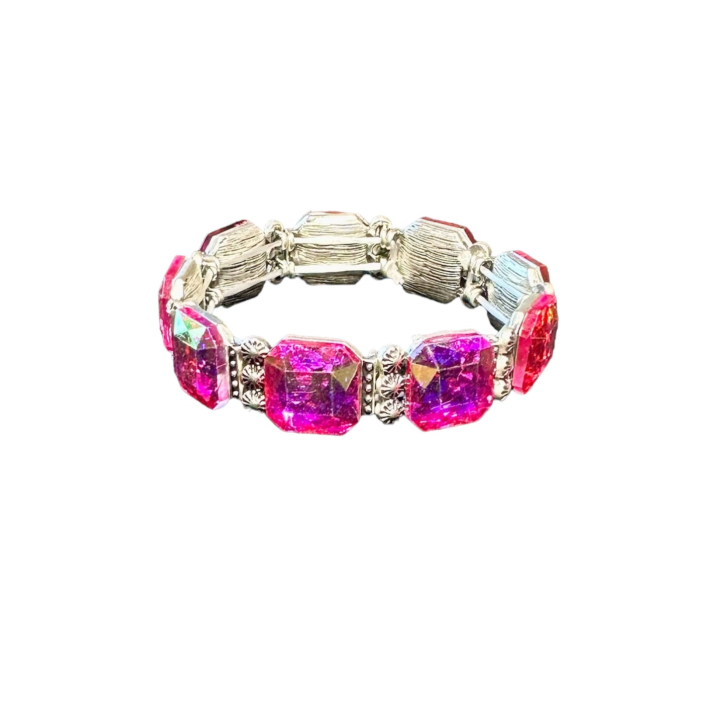 Pink Iridescent Stone Elastic Bracelet