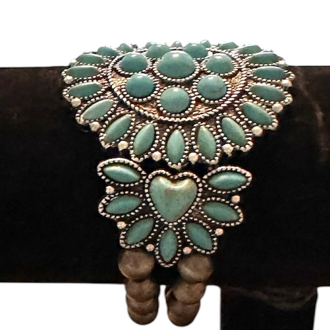 Turquoise 3 Bead Strand Bracelet