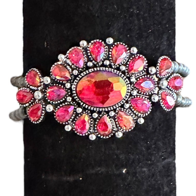 Red Iridescent Elastic Navaho Beads Bracelet