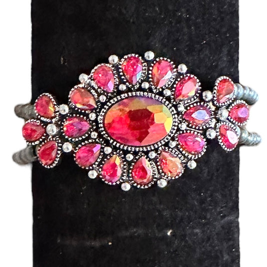 Red Iridescent Elastic Navaho Beads Bracelet