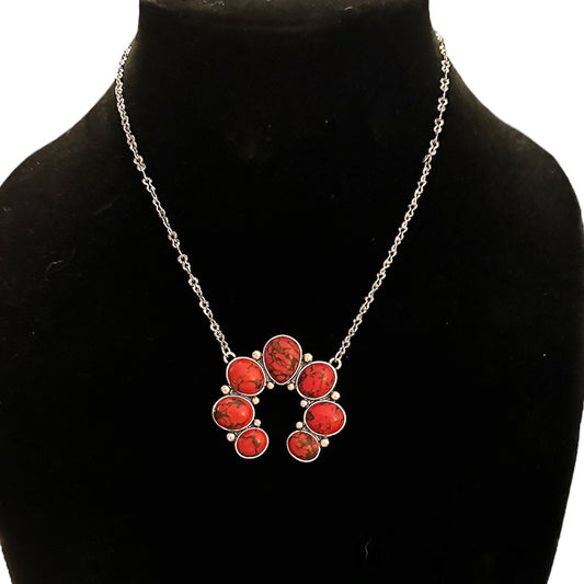 Red Mini Squash Blossom Necklace