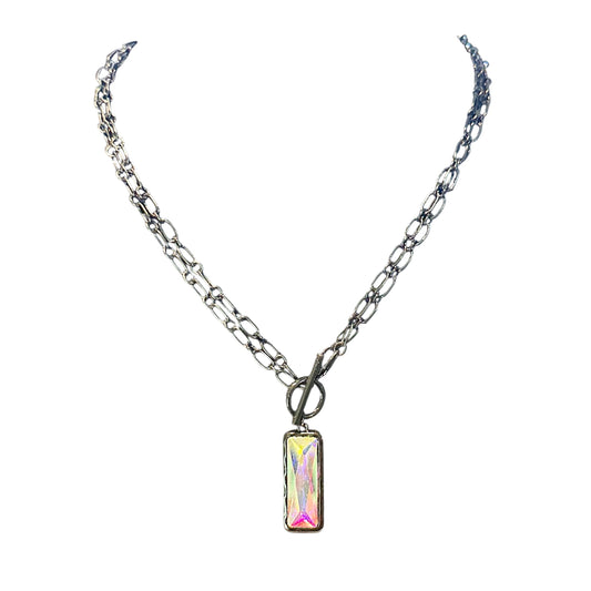 Black Iridescent Bar Necklace
