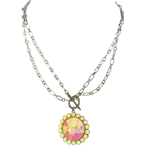 Black Iridescent Circle Necklace