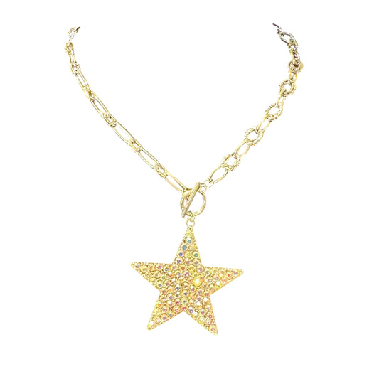 Silver Iridescent Star Necklace