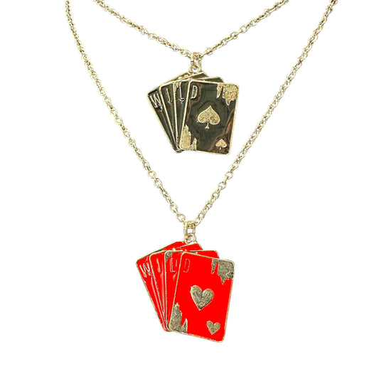 Red or Black Playing Card Necklace