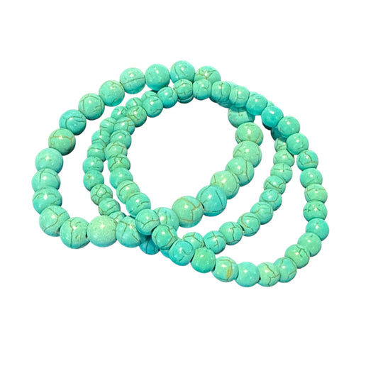 Turquoise Bead Bracelets - Set of 3