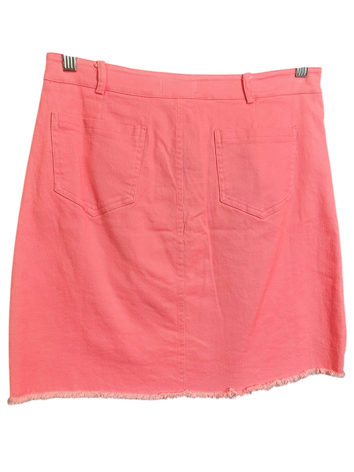 Pink Rhinestone Fringe Denim Skirt
