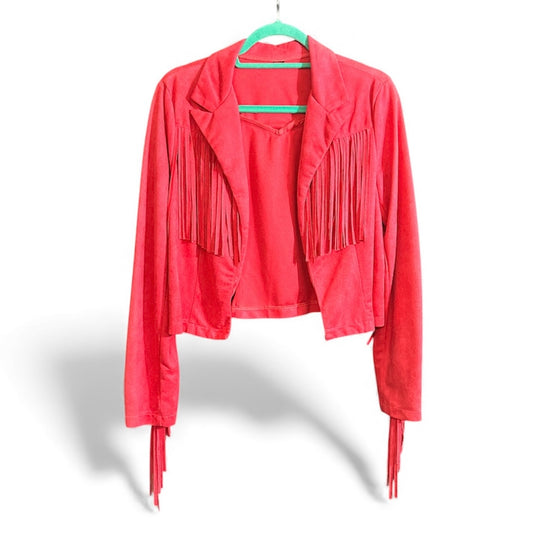 Hot Pink Suede Fringe Jacket
