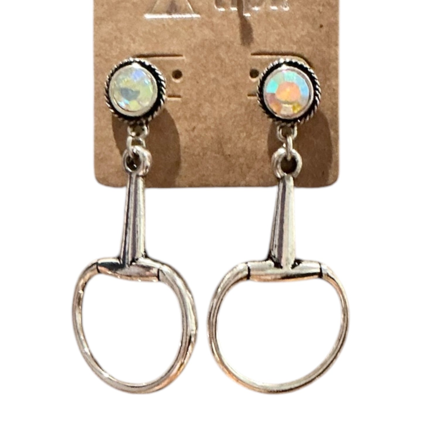 Silver Large Bit Stud Earrings