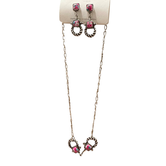 Cotton Candy Pink Snap Bit Necklace and Earring Set