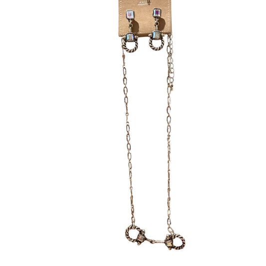 Silver AB Snap Bit Necklace and Earring Set