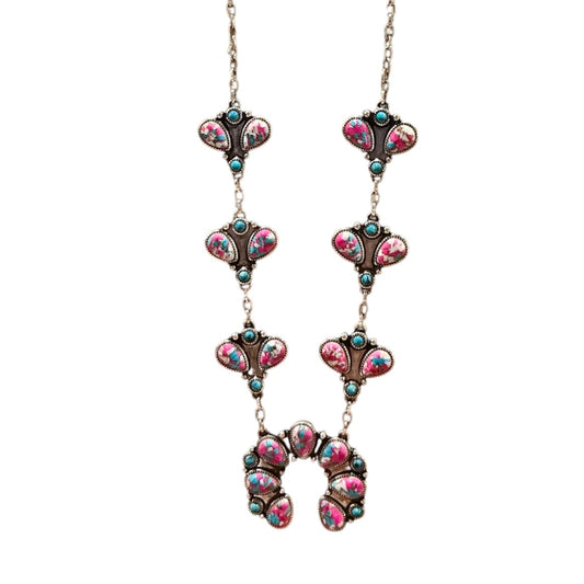 Cotton Candy Pink Squash Blossom Necklace