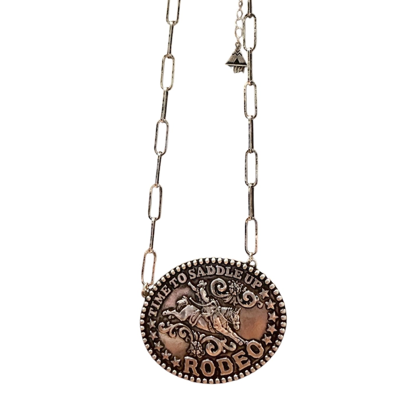 Time To Saddle Up XL Buckle Silver Necklace
