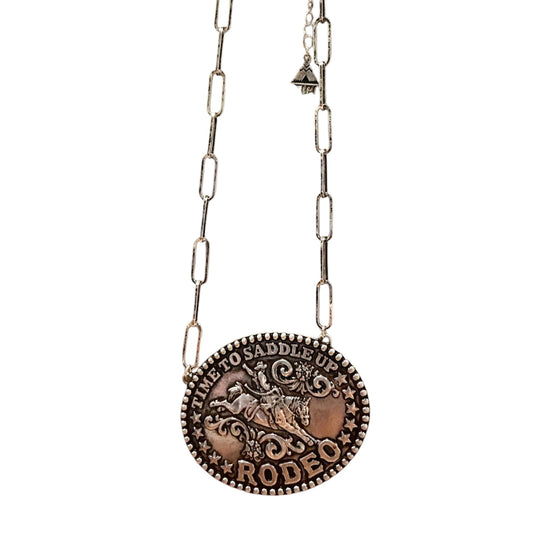 Time To Saddle Up XL Buckle Silver Necklace