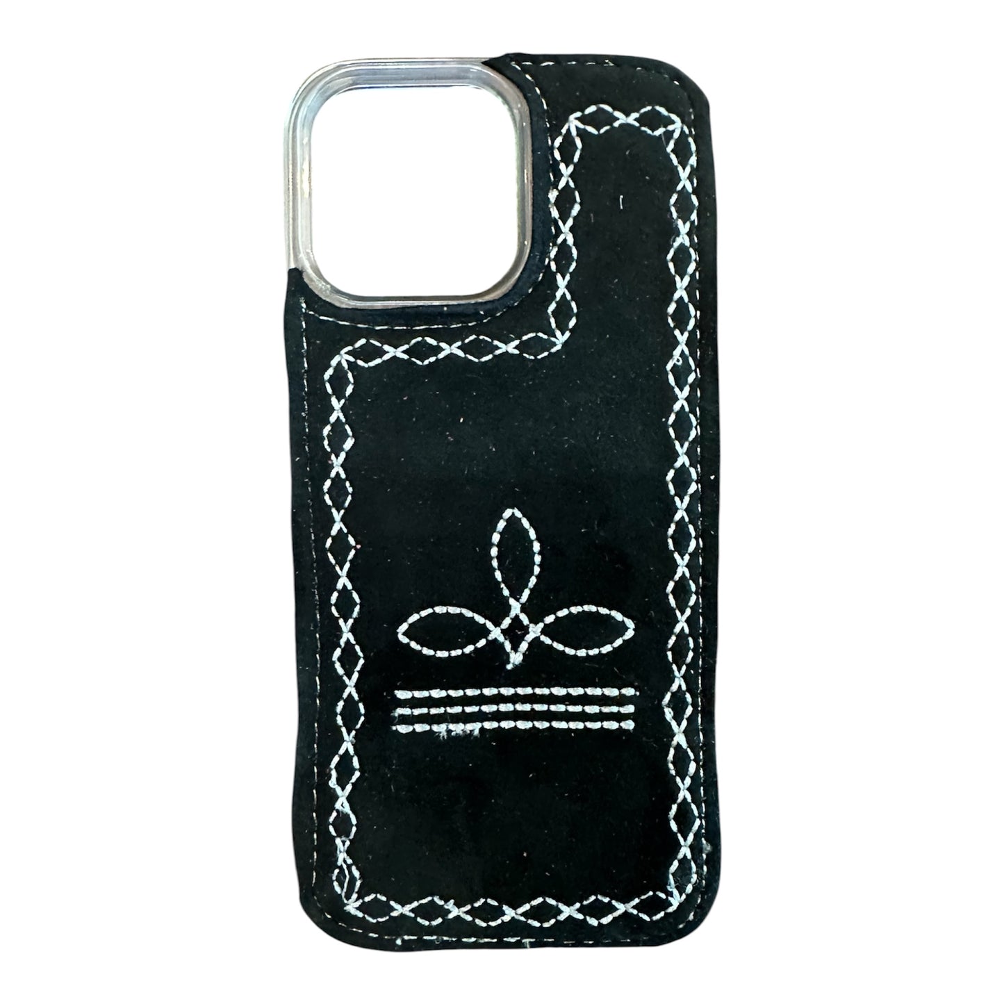 Boot Stitch Suede Leather iPhone 16 Case