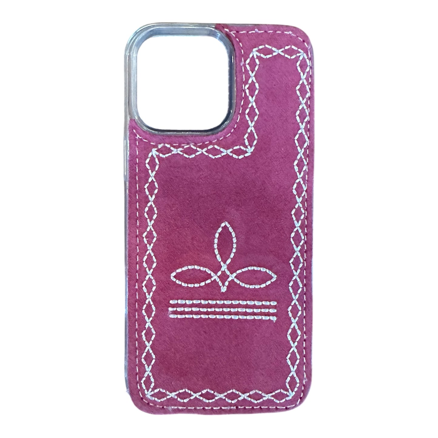 Boot Stitch Suede Leather iPhone 16 Case