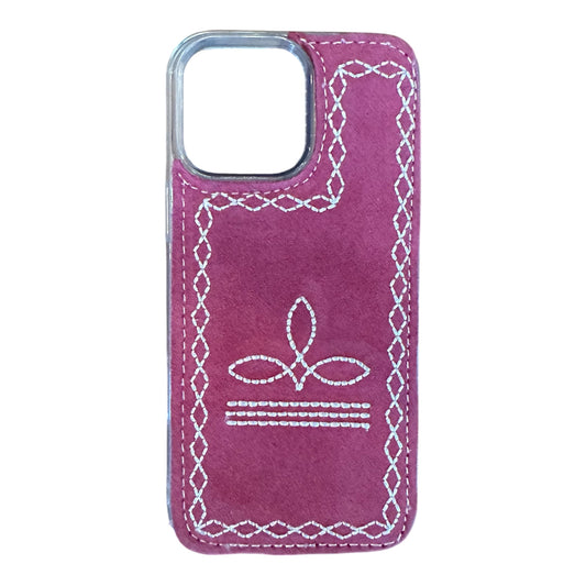 Boot Stitch Suede Leather iPhone 16 Case
