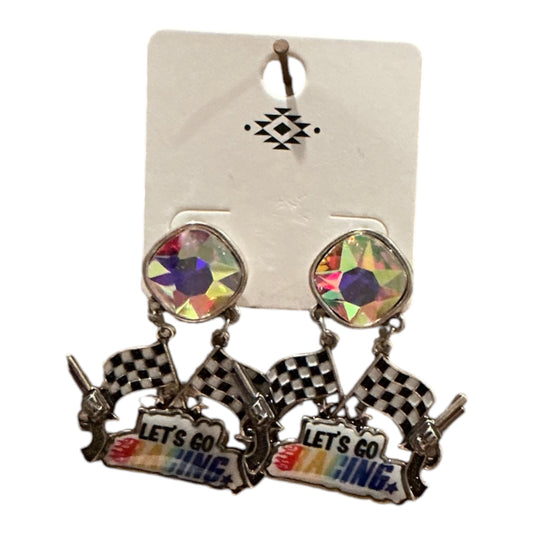 Let's Go Racing Silver Stud Earrings