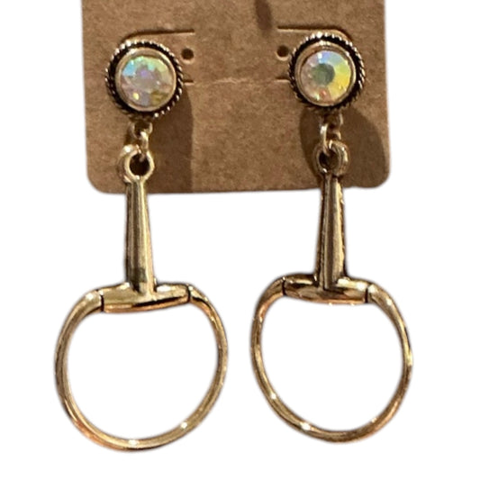 Gold Large Bit Stud Earrings