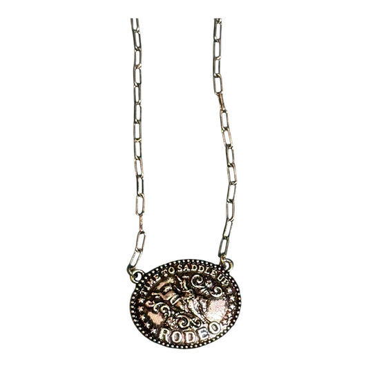 Time To Saddle Up Small Buckle Silver Necklace