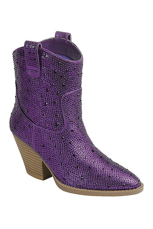 Rhinestone Booties (Purple/Silver)