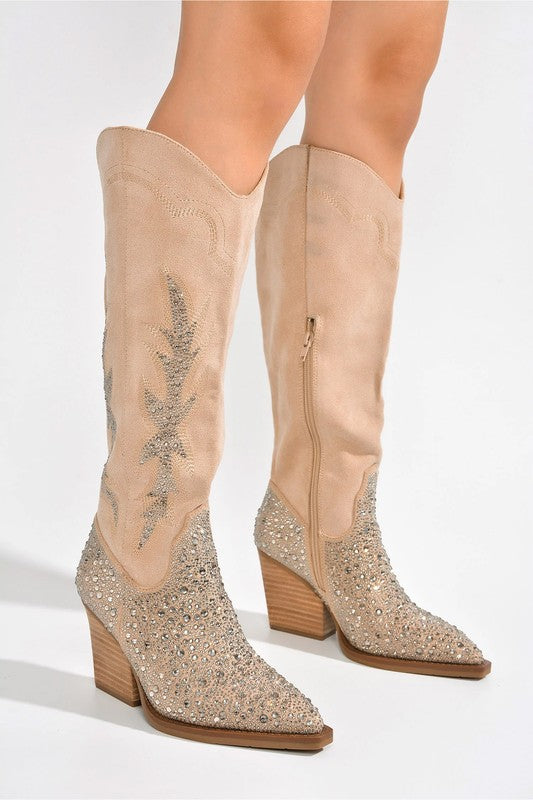 D-ANNISTONE-RHINESTONE, WESTERN BOOT